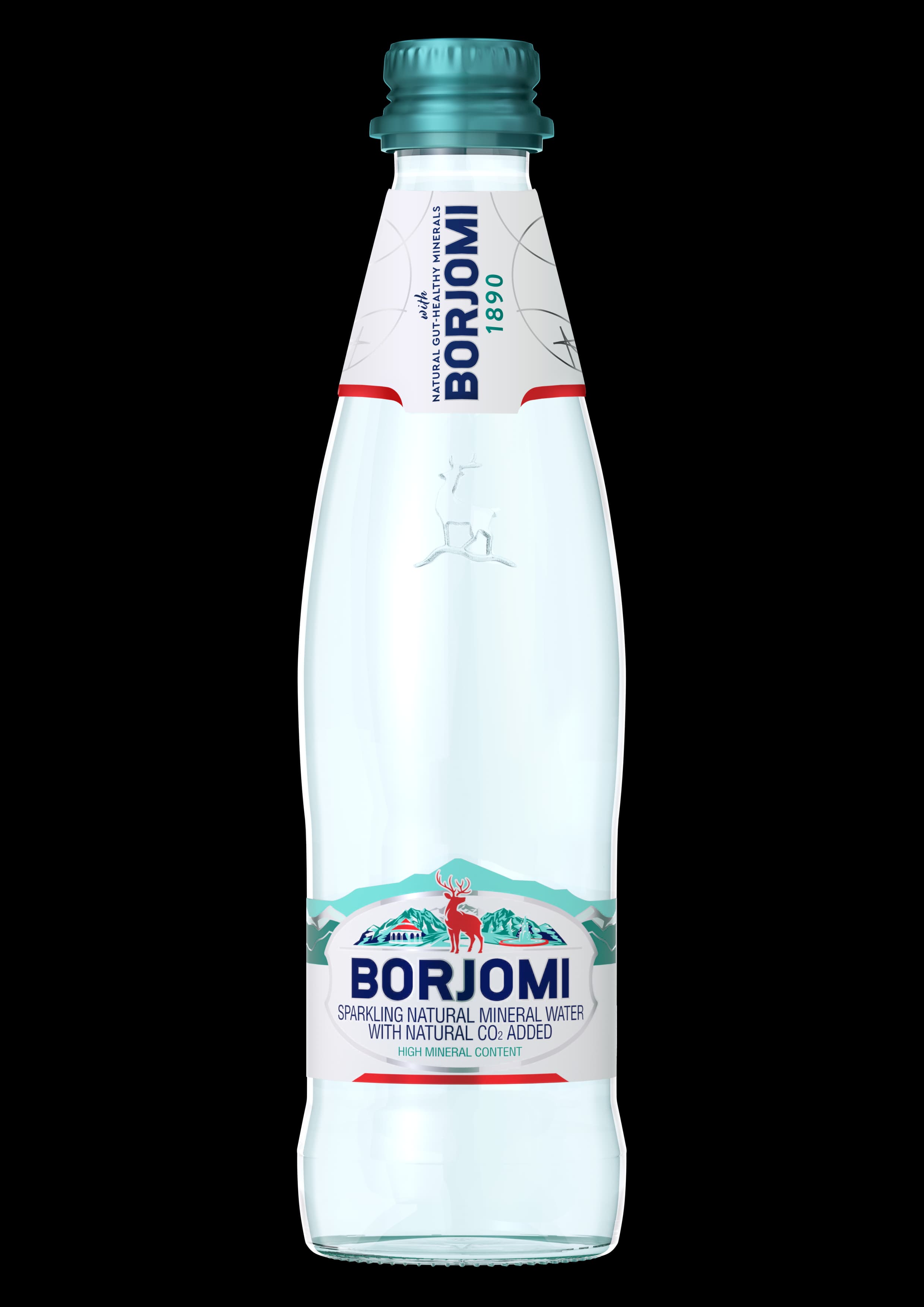 Borjomi sparkling natural mineral water glass bottle 0.33L