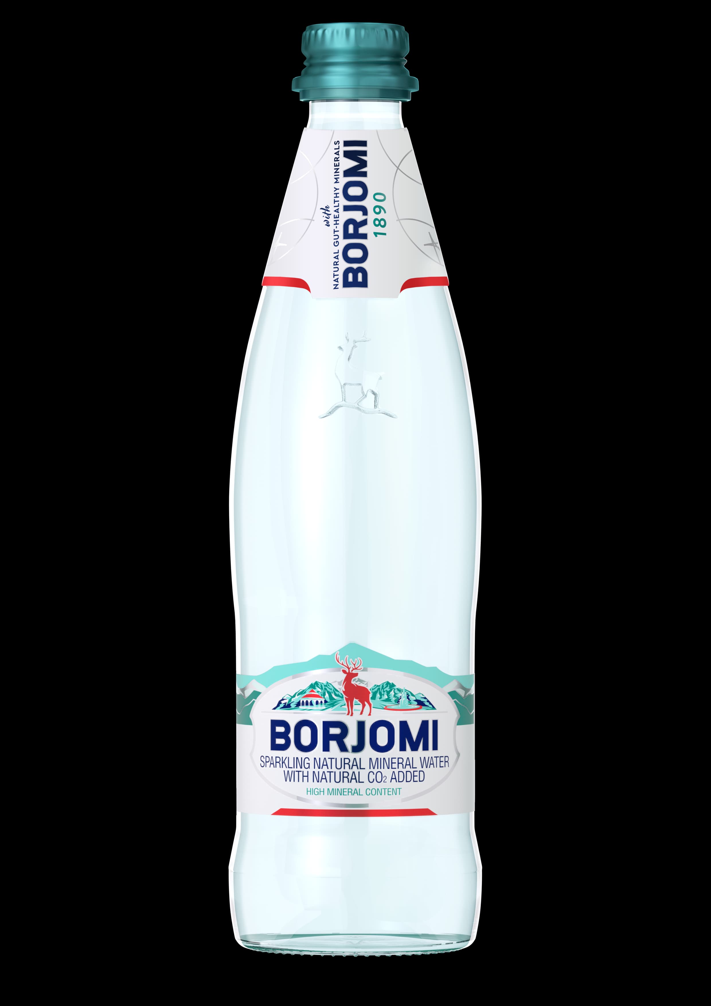 Borjomi sparkling natural mineral water glass bottle 0.5L