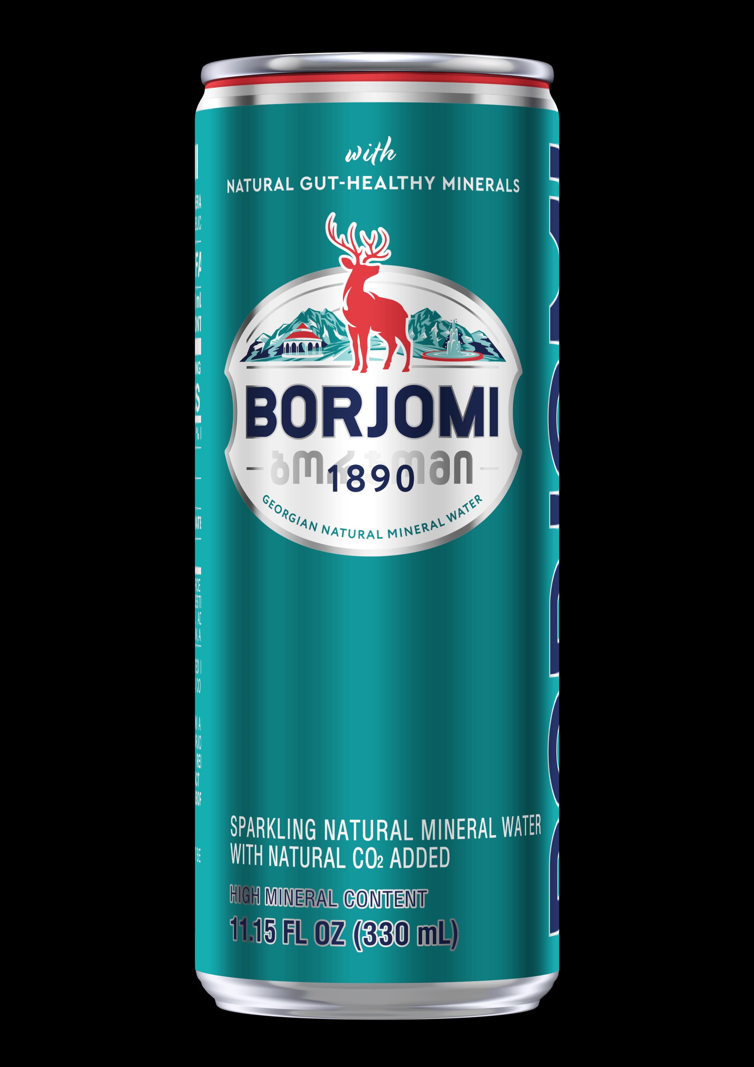 Borjomi sparkling natural mineral water can