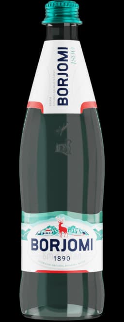 Borjomi sparkling natural mineral water glass bottle 0.5L