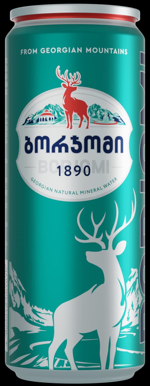 Borjomi sparkling natural mineral water can