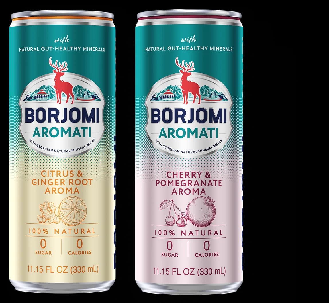 Aromati by Borjomi sparkling water cans
